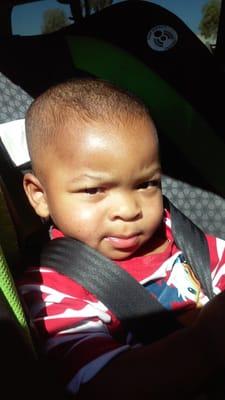 Another pic of my son's 1 st haircut.  He is 1 years old. Thanks Larry