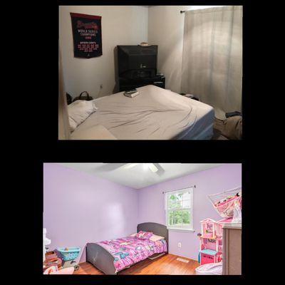 Before and after. Kids room painting and floors.