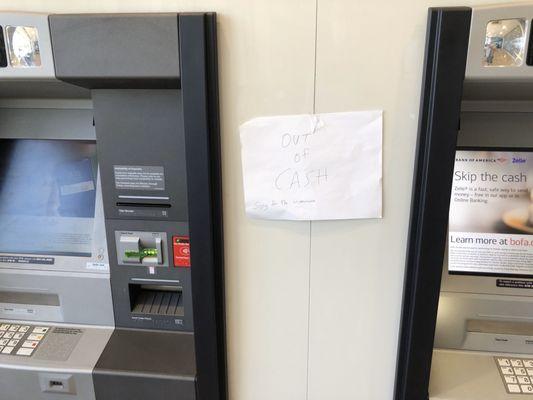 You know its bad when bank is out of money!