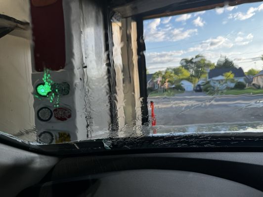 Soaked windshield right before pulling out