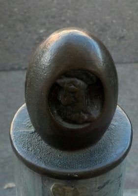 Railing knob, an eggamle of Petaluma's chicken  obsession.