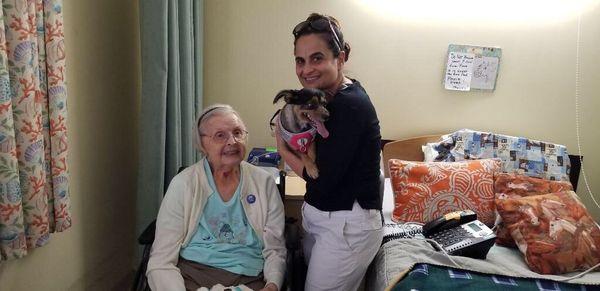 Chloe loves visiting the nursing home.