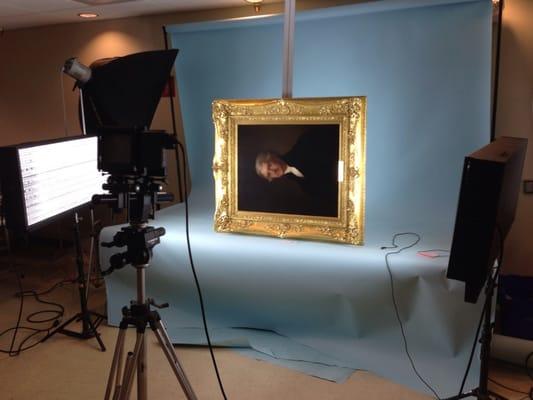 Scanning an original painting of Thomas Jefferson at the Naval Academy in Annapolis, MD.