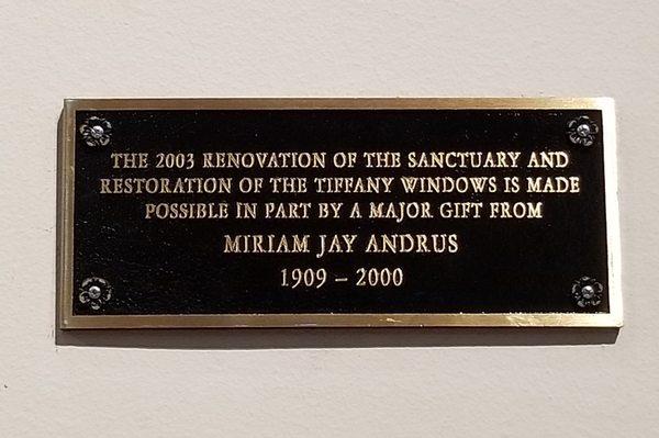 Renovation Plaque