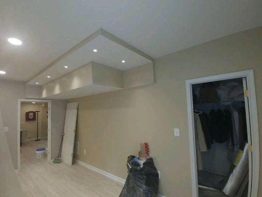 Full basement remodel with recess lights