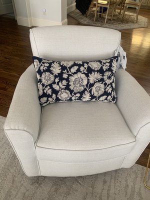 I purchased two swivel gliders and these navy and white lumbar pillows