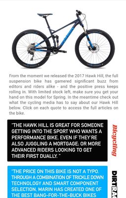 The new Marin Hawk Hill is receiving accolades from the experts.