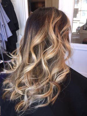 Balayage done on Asian hair this was the second application done about 3 months a part