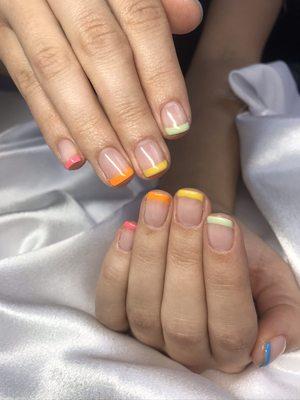 Gel manicure with French tip design