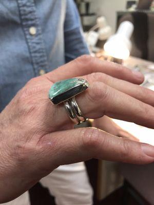 Students made this 1 turquoise and silver ring in 21/2 hours