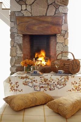 cozy fireplace picnic at picnic fashion