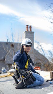 Installing a flat roof and having fun at the same time!