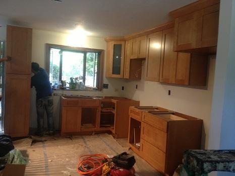 This kitchen was enclosed. We demo'd the walls and remodeled area to make it an open kitchen.