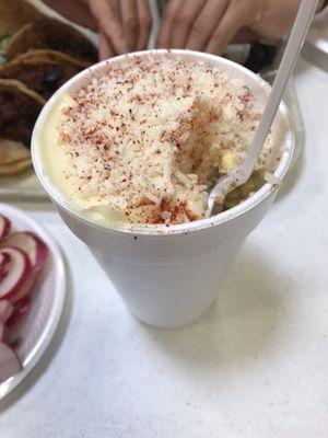 Large elote in cup