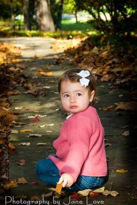 outdoor studio portrait of one year old