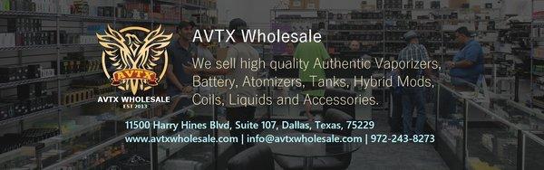 AVTX Wholesale is a B2B only wholesaler of Vapor Supply Products serving DFW area and all over USA. Order online, over the phone, at Store.