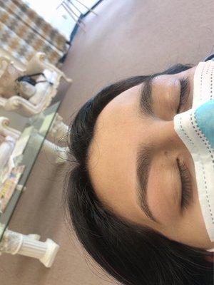 Brow threading and tint