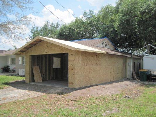 Garage addition framing stage