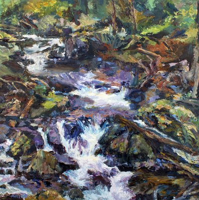 Shenandoah Waterfall. Oil on panel. 18x18"