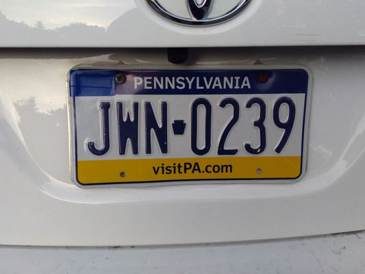 PA plate illegally on a Toyota Corolla -- but registered (expired) to a Chevy truck