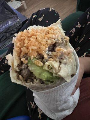 Picky kids' Steak Burrito, no onions/cilantro