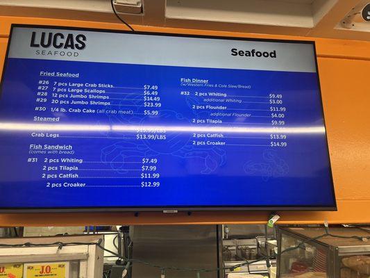 Seafood Menu