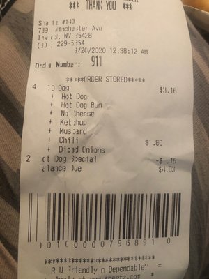 Order receipt