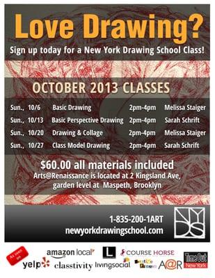 October 2013 schedule of classes.  To register go to www.newyorkdrawingschool.com