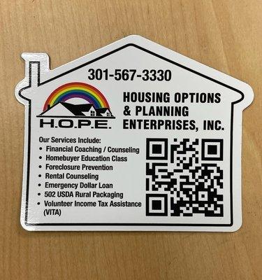 Thank you to H.O.P.E. Financial for your magnet order.