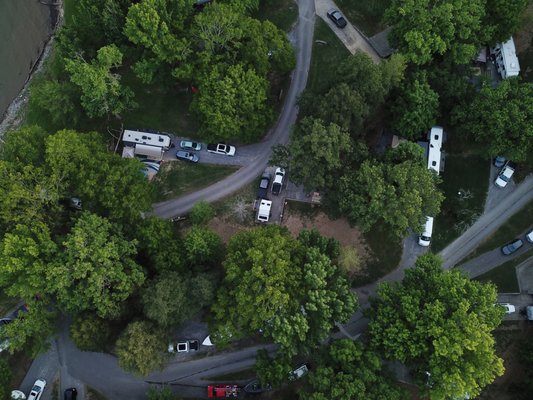 Drone image over part of Cages Bend.