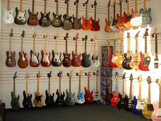 Great selection of new and used guitars.