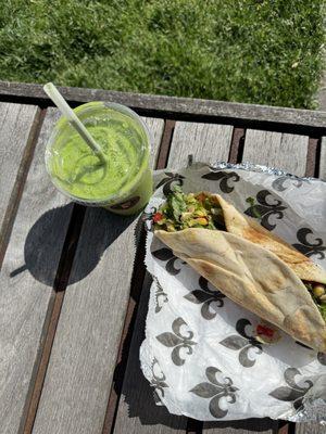 Green Warrior smoothie & Westerly Pita Sandwich