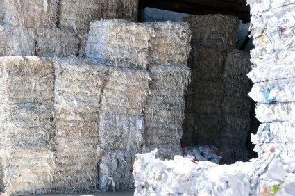 Bales of paper ready to be recycled