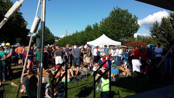 Crowds waiting for the award ceremony