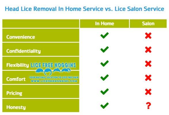 In Home Head Lice Removal vs. Salon.