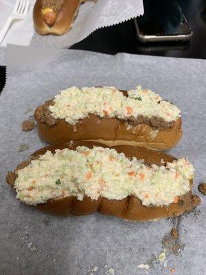 Chili and slaw dog