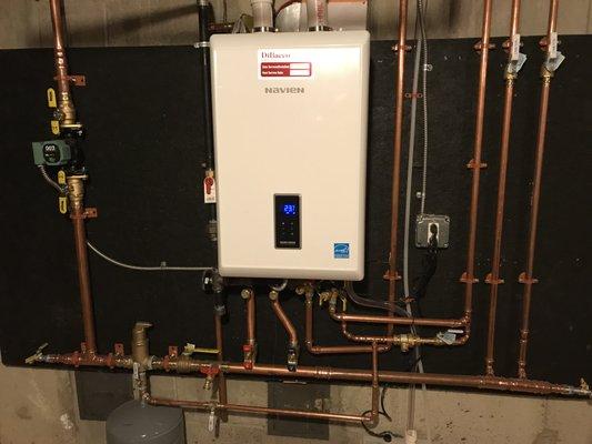 95% efficient Navien NPE240A 1 zone heating boiler / tankless water heater combination unit