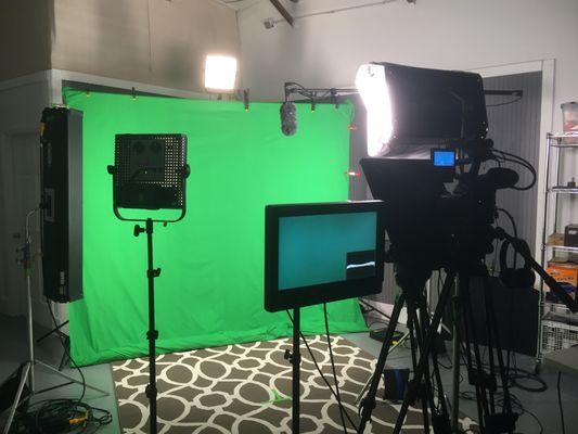 We've got a green screen set in our studio. The possibilities are endless