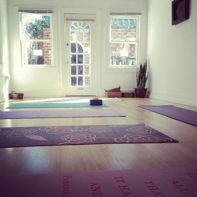 Cozy yoga studio.