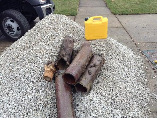 Old Clay Sewer Pipes, being removed and disposed of!