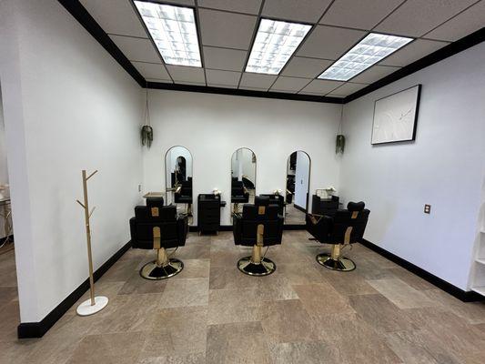 Hairstylist stations; where hair dreams come to life.