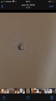 Hole in wall by front door