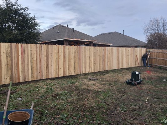 Standard 6' cedar fence.