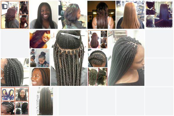 Extensions, Singles, Twist, Ghana Cornrows, Box Braids, Smoothing Treatments, Color