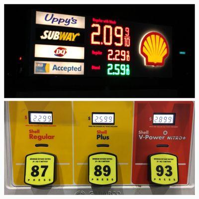 How deceiving!!! From the road, it looked like $2.09 for regular, but it's actually $2.29 for regular and $2.09 WITH a car wash!