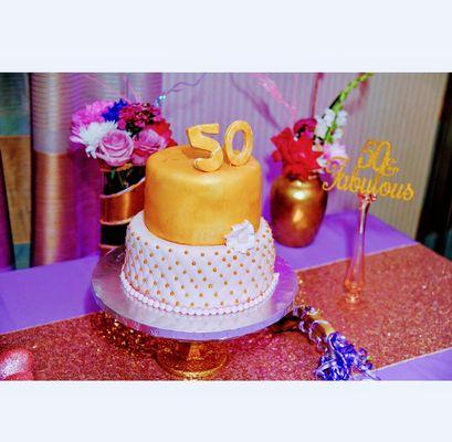 50th birthday decor & cake by QQP