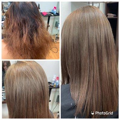 Color correction and Olapex treatment