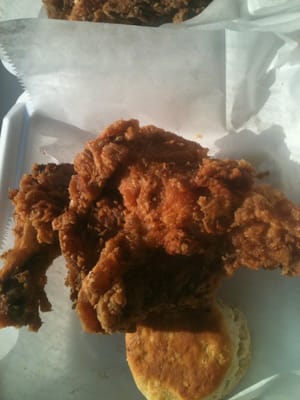 This is our famous southern fried chicken and butter milk biscuit. Passed down for generations, from ken. Owner, operator