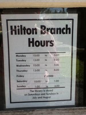 The Hilton Branch is open Sunday!