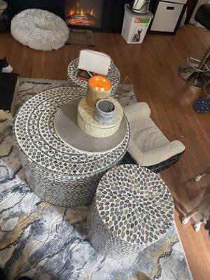 Coffee table and rug